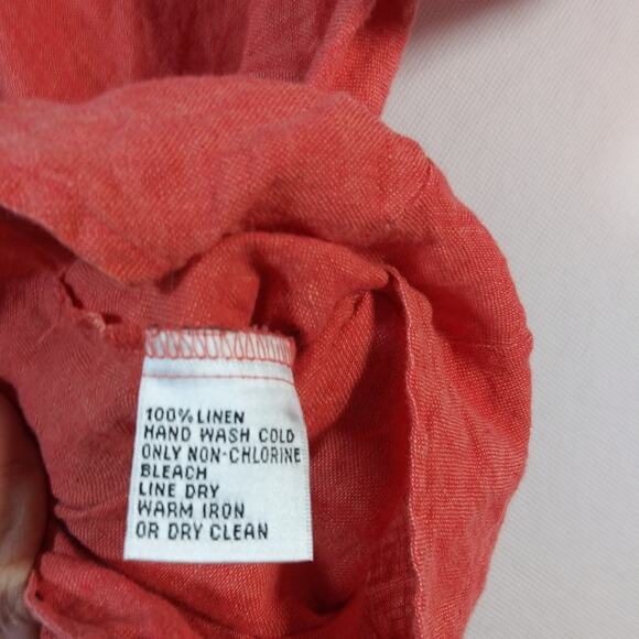 Vintage Talbots Orange Irish Linen Button Up Short Sleeve Size 4 - Picture 6 of 6